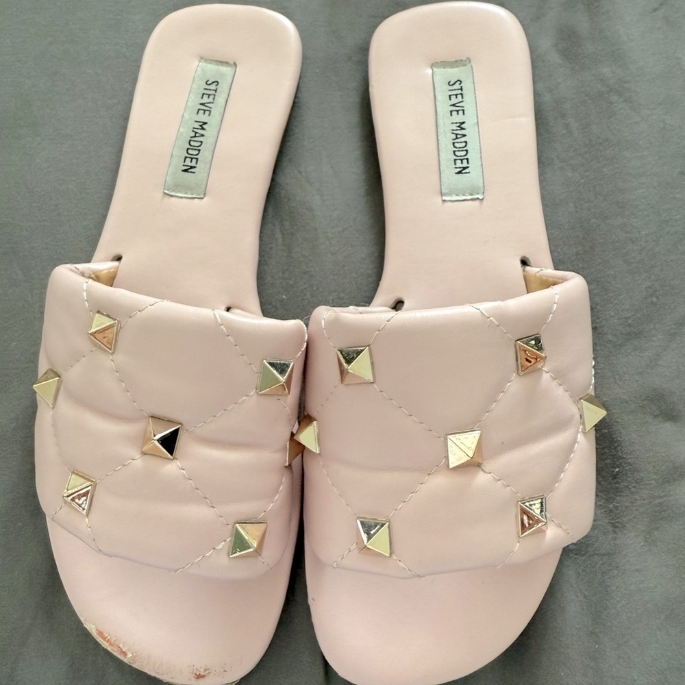 Steve Madden Pink Quilted Slide Sandals size 8